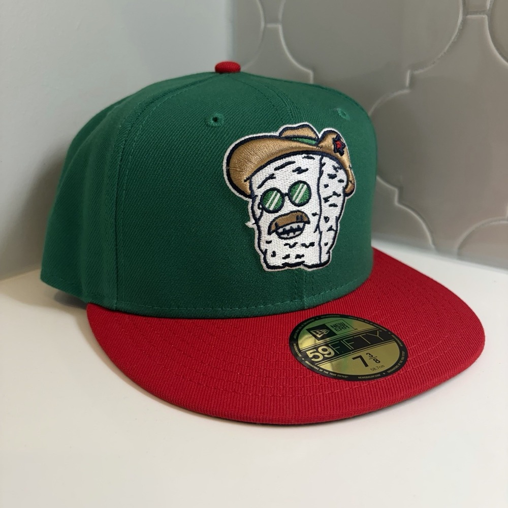 New Era Frisco Roughriders MiLB Copa 59FIFTY Green Red Fitted Hat Size 7 3/8